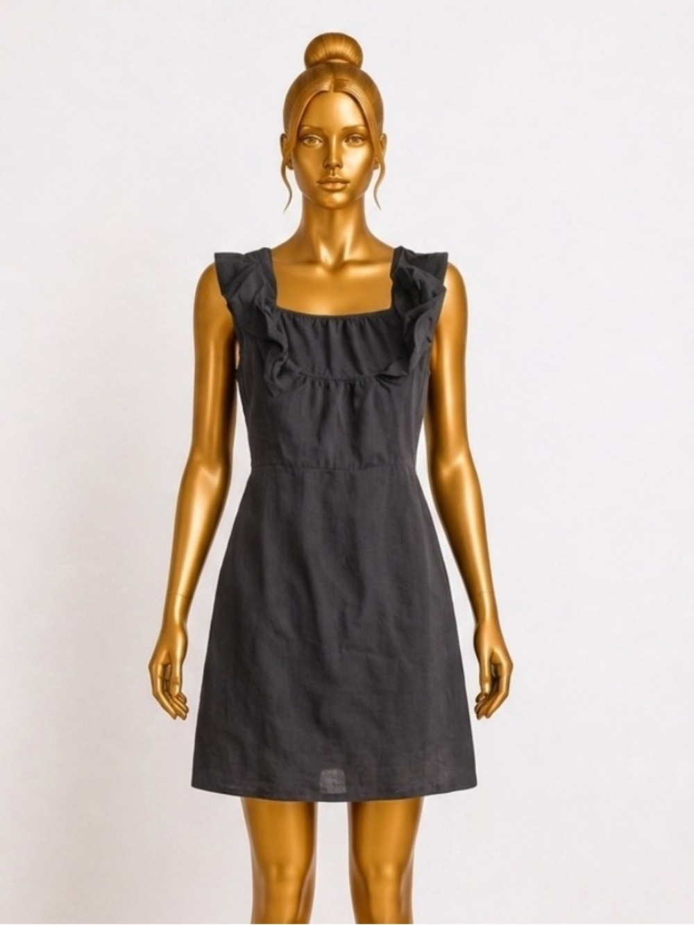 J.Crew Gray Ruffle Mini Dress Sleeveless Preppy Classic Size 4
